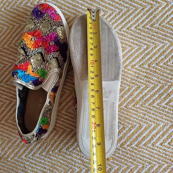 Stunning Wanted Renoir Colorful Embroidered Sequins Slip On Shoes Size 7 - Picture 11 of 11